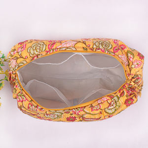 Pochette de maquillage réutilisable à imprimé floral de style bloc écologique, pour voyage multifonction, avec fermeture éclair, durable, organiseur de cosmétiques - Product Image 5