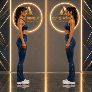 Women Blue Yoga Set <b>Flare</b> <b>Leggings</b> Sports Bra Gym Fitness Activewear Workout Clothing Custom Logo Outfit Set - Product Image 3