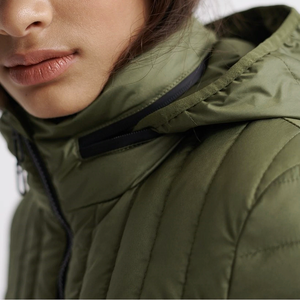 Veste matelassée pour femme avec logo personnalisé, best-seller, 600 plumes, gris cendré, légère, imperméable, chaude pour l'hiver - Product Image 3