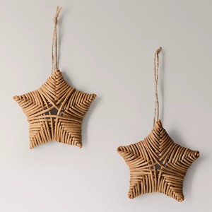 Rattan tree ornament set handmade <b>christmas</b> ornaments hanging pine trees holiday decor gifts - Product Image 2