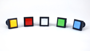Bouton de retour de monnaie en plastique jaune, blanc, rouge, bleu pour utilisation dans les parcs d'attractions - Product Image 3