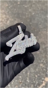 Colgante de Moissanita Personalizado con Certificado GRA, Nombre Personalizado, Plata 925, Totalmente VVS, Estilo Hip Hop - Product Image 2