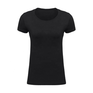Camiseta de algodón peinado de secado rápido con cuello redondo, camisetas de manga corta de Color sólido, logotipo personalizable bordado, camiseta OEM en blanco para mujer - Product Image 3