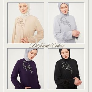 Custom Abayas For Muslim Girls <b>Maxi</b> Abaya Caftan Arabic Eid Prayers Embroidery Fancy Wedding Outerwear Outdoor Islamic Dubai - Product Image 5