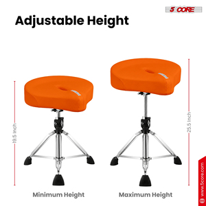 Soporte de batería de 5 piezas DT AH ORG naranja con asiento acolchado giratorio y ajustable de cuero sintético para práctica y escenario - Product Image 4