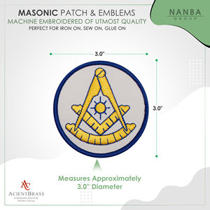 Masonic Past Master Embroidered Patch White Background 3-Inch Diameter Iron-On for Apparel & Hats - Product Image 3