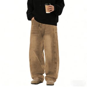 Jeans larges pour hommes, coupe ample, en denim délavé vintage, style streetwear hip-hop, fournisseur en gros - Product Image 4