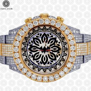 Charm Jewells Luxury Gold Stainless Steel <b>Chronograph</b> Watch 42mm Round Case Sapphire Crystal Analog Quartz Men's Fashion - Product Image 1