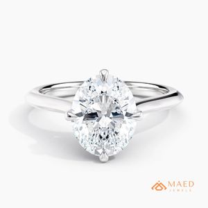 925 Sterling <b>Silver</b> Oval Cut Moissanite/Diamond <b>Solitaire</b> Engagement <b>Ring</b> for Women, Classic 4 Prong Setting Minimalist - Product Image 1