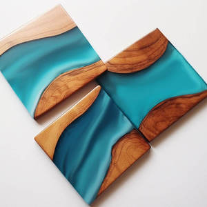 Unique <b>Drink</b> Gifts Custom Brand logo Engraved Wooden Epoxy Resin Wood <b>Coasters</b> - Product Image 1