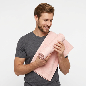 Serviette de sport en coton rose, couleur unie, rectangulaire, séchage rapide, tricotée, pour adulte, serviette de bain, certifiée OEKO-TEX - Product Image 5