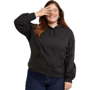 Breathable Plus Size Women's Hoodies & <b>Sweatshirts</b> From Pakistan Black Color Cotton Fleece Winter Pullover Woman Hoodies 360g - Product Image 4