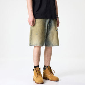 Shorts de Mezclilla Desgastados para Hombre, Corte Recto, Cintura Media, Casuales, para Verano, con Bolsillos de Tela de Algodón - Product Image 3