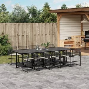 Modern Garden Dining Set 10 Seater Steel <b>Frame</b> Outdoor Furniture Cream White And <b>Black</b> - Product Image 1