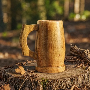 Handmade Wooden Coffee Mug Solid Wood Cup Natural Finish Rustic Design Eco Friendly <b>Drinkware</b> for Kitchen Dining - Product Image 2