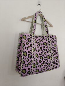 Yellow Light Blue Floral Eco-friendly Quilted Indian Cotton Tote <b>Bag</b> Organic Cotton Lining Open Closure Bohemian Style for Women - Product Image 3