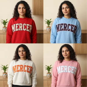 Mercer Women's Red Crew Neck Wholesale Black Greek Apparel Mock Neck <b>Sweatshirt</b> Custom <b>Embroidery</b> For Collegiate Greek - Product Image 6