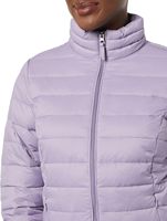 Veste matelassée lavande pour femme, col montant, manches longues, fermeture éclair, couleur unie, longueur normale, manteau d'hiver