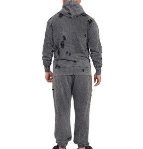 Ensemble de survêtement tie-dye pour homme, sweat-shirt à capuche à manches longues en coton coupe ample et pantalon déchiré, tenue décontractée pour l'automne - Product Image 2