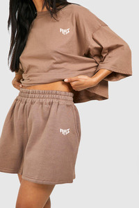 Ensemble crop top et short marron personnalisé pour femme, style décontracté surdimensionné, tenue d'été deux pièces, vente en gros OEM - Product Image 4