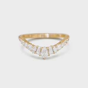 14K 18K Gold Mixed Cut Lab Grown Diamond Contour Wedding Bands Cluster Set Modern Minimalist Enhancer <b>Stacking</b> <b>Rings</b> For Women's - Product Image 1