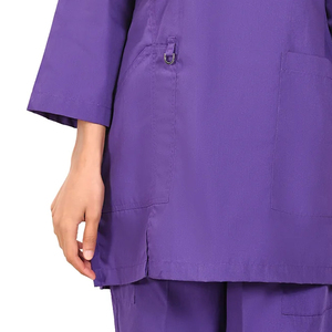 Wholesale Unisex Hospital V-neck Nurse <b>Doctor</b> Scrubs Top Pants OEM Custom Logo Medical Knitted Polyester/Spandex Scrubs <b>Set</b> - Product Image 3