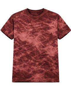 Deep Maroon Ice Dye T Shirt Men Round Neck Short Sleeve Cotton Casual Streetwear Vintage Wash Custom OEM Wholesale Tee Supplier - Product Image 1