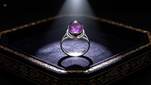 Anillo de Plata 925 con Amatista de Art Palace, Engaste de Bisel, Estilo Clásico, Unisex, para Uso Diario - Product Image 2