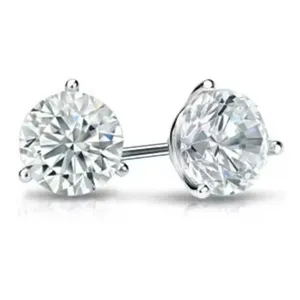 Pendientes Solitarios con Certificado IGI, Corte Redondo, 2CT, Cultivados en Laboratorio, Chapados en Oro Blanco de 14K - Product Image 3