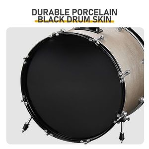 Full-Size Adult 5-Piece Silver Drum Set with Bass Drum Two Tom Drum Snare Drum Floor Tom 16\" Ride Cymbal 14\" Hi Hat Cymbal - Product Image 5