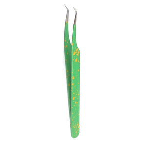 High Quality Beauty Eyelash Tweezers <b>Paper</b> Color Coated Curved Pointed Tip Stainless Steel Eyelash Tweezers - Product Image 6