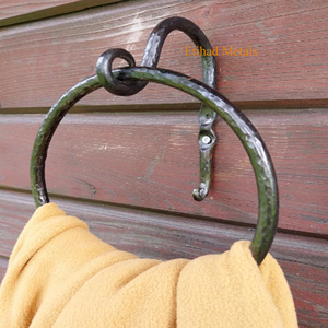 <b>Wall</b> <b>Mounted</b> Metal <b>Towel</b> <b>Rail</b> Hand Forged Blacksmith <b>Towel</b> Holders Hand Forged Iron <b>Towel</b> Ring - Product Image 4