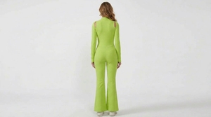 Mono de manga larga personalizado para mujer, con pierna acampanada, elástico, de una pieza, informal y a la moda - Product Image 4