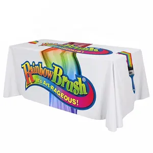 6ft Custom Logo Printed Fitted Table Cover Polyester Tablecloth For Trade Show Event With Factory Price