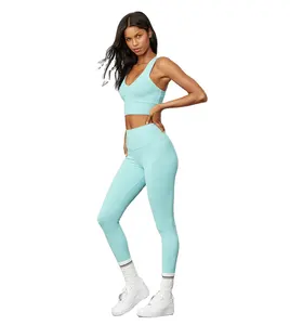 Conjunto de mallas y sujetador personalizado para yoga y gimnasio, ropa deportiva de alta calidad para mujer - Product Image 1