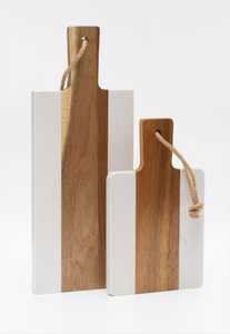 Planche à découper personnalisée en bois d'acacia et marbre avec poignée, bloc de découpe personnalisable gravé au laser - Product Image 4