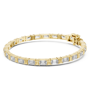 Pulsera de tenis de oro macizo de 14K con diamantes cultivados en laboratorio de corte esmeralda de 9.00 CTW, engastados con puntas, con cierre de seguridad, DEF VVS, joyería fina - Product Image 3