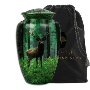 โกศบรรจุอัฐิสำหรับผู้ใหญ่ ดีไซน์ป่ากวาง สไตล์อเมริกัน เป็นมิตรกับสิ่งแวดล้อม ทำจากอะลูมิเนียม สำหรับเก็บเถ้ากระดูก ลายสัตว์ป่า โกศที่ระลึก - Product Image 1