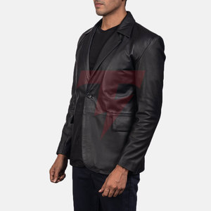 Custom <b>Men</b> <b>Leather</b> <b>Blazer</b> Double Breasted Premium Tailored Jacket for Formal Everyday Wear - Product Image 3