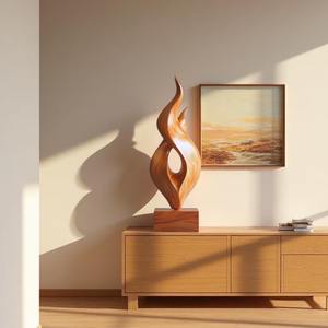 Décoration d'intérieur luxueuse en bois, statue en bois artisanale, décoration minimaliste pour la maison, sculpture contemporaine en bois, ornement artistique en bois. - Product Image 2