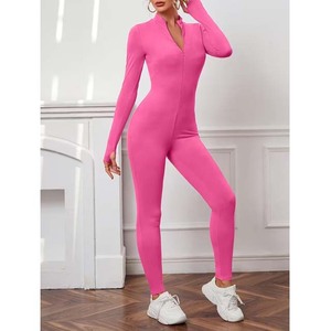 Women's Yoga <b>Jumpsuit</b> High Elasticity 78% Nylon <b>22</b>% Spandex Sleeveless Zip Front Open Back High Waist Skinny Fit Diamond Print - Product Image 5
