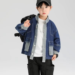 Chaqueta Vaquera para Niños - Nueva Colección Primavera - Chaqueta Moderna con Parches para Niños - Estilo Coreano Extralargo y a la Moda - Product Image 6