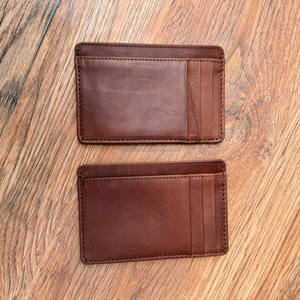 Tarjetero de cuero genuino de grano completo marrón minimalista personalizado para hombre, billetera RFID de bolsillo frontal de cuero Delgado personalizado Vintage para hombre - Product Image 2