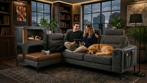 Canapé modulable pour animaux <span class=keywords><strong>de</strong></span> compagnie avec niche intégrée pour chat, tissu résistant aux griffures, canapé familial moderne pour propriétaires <span class=keywords><strong>de</strong></span> chats et <span class=keywords><strong>de</strong></span> chiens - Product Image 3