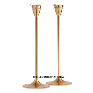 Ensemble de 2 porte-bougies en aluminium, style corail classique, couleur or et argent, design moderne et luxueux - Product Image 2