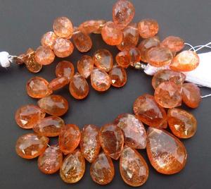 Perles de pierre de soleil naturelle de qualité supérieure, forme poire, 4 mm-10 mm, pierres précieuses facettées, pierres précieuses en vrac, prix de gros disponible. - Product Image 1