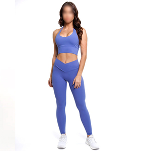 <b>Blue</b> OEM Women's Yoga Sports <b>Bra</b> with V-neck Medium Support Breathable Quick Dry Eco-Friendly Customizable - Product Image 5