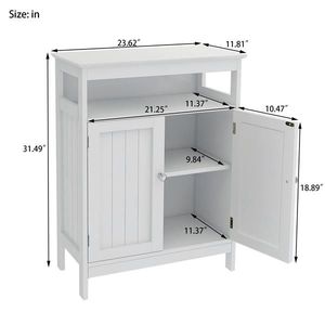 White Standing Bathroom Storage Cabinet with Double Shutter Doors - Product Image 6