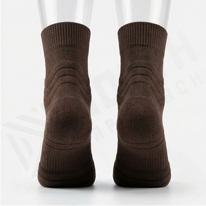 Brown Ankle Socks Solid Knitted Breathable Casual Wear for Adults - Product Image 2