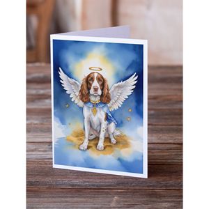 Whimsical Welsh Springer Spaniel Angel Tarjetas de felicitación Paquete de 8 tarjetas de nota A7 en blanco con sobres Tamaño 5x7 - Product Image 2